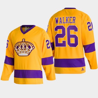 Adidas Los Angeles Kings #26 Sean Walker Team Classics Gold Men's NHL 2022 Throwback Jersey Men's